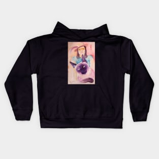 Woman and Cat Kids Hoodie